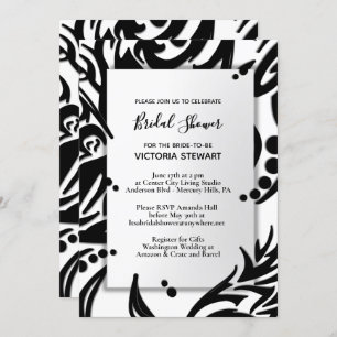 Abstract Black and White Tribal Bridal Shower Invitation