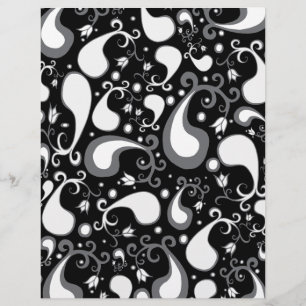 Abstract black and white Tulip Paisley Floral