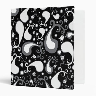 Abstract black and white Tulip Paisley Floral Binder