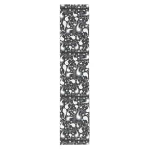 Abstract black and white Tulip Paisley Floral Short Table Runner