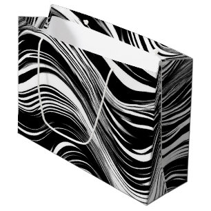 Abstract Black and White Wave Large Gift Bag