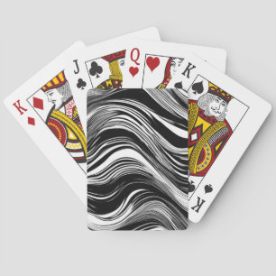 Abstract Black and White Wave Playing Cards