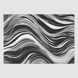 Abstract Black and White Wave Tissue Paper