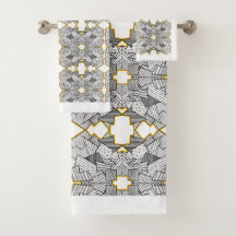 Abstract Black and White with Gold Accents