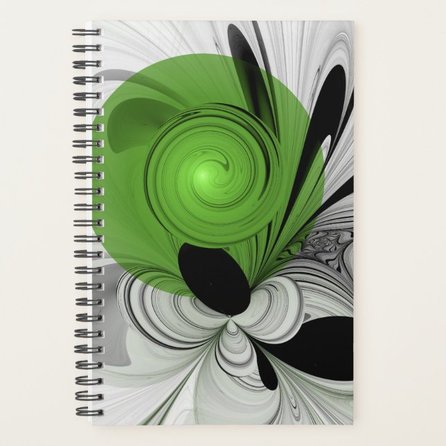 Abstract Black and White with Green Fractal Art (Devant)