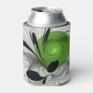 Abstract Black and White with Green Fractal Art Can Cooler