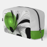 Abstract Black and White with Green Fractal Art