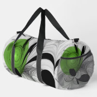 Abstract Black and White with Green Fractal Art