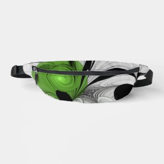 Abstract Black and White with Green Fractal Art Fanny Pack