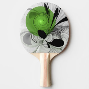 Abstract Black and White with Green Fractal Art Ping Pong Paddle