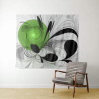Abstract Black and White with Green Fractal Art