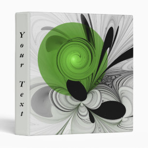Abstract Black and White with Green Fractal Text Binder