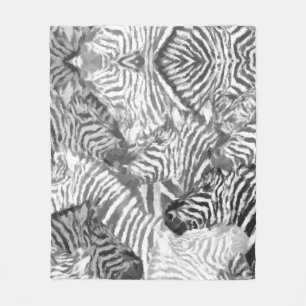 Abstract Black and White Zebra Art Fleece Blanket