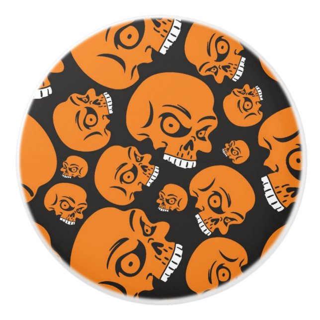 Abstract black background with skulls ceramic knob (Front)