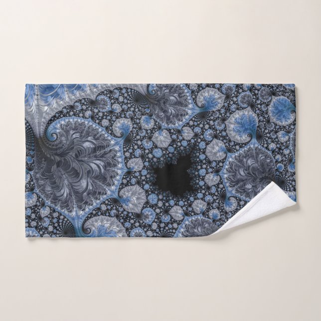 Abstract Black Blue Fractal Hand Towel (Hand Towel)