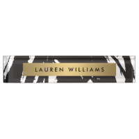 Abstract Black Brushstrokes Desk Nameplate