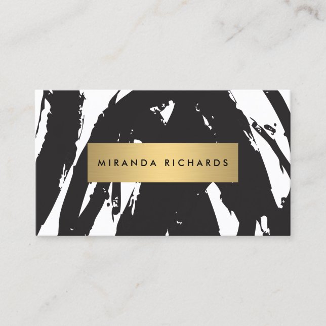 Abstract Black Brushstrokes for Makeup Artist Business Card (Front)