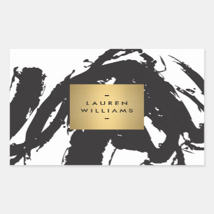 Abstract Black Brushstrokes Personalized Stickers