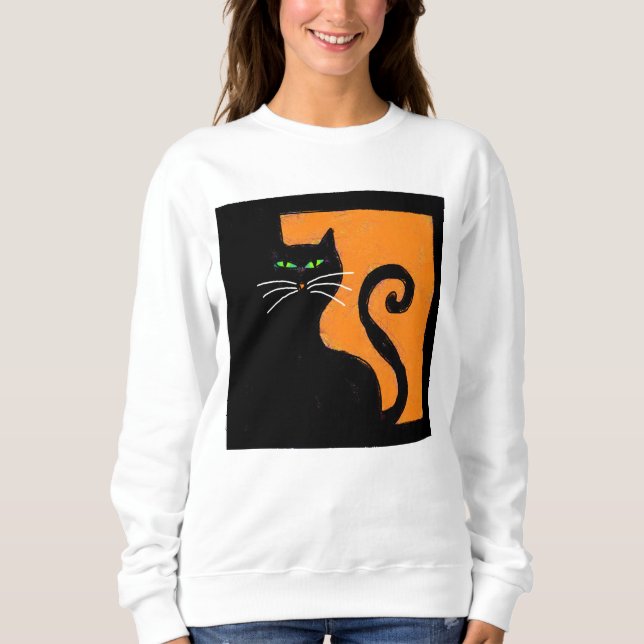 Abstract Black Cat Halloween Art Sweatshirt (Front)