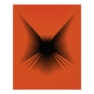 Abstract Black Cat Poster on Red Backgorund 