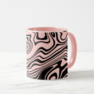 Abstract Black & Cream colour Lines - Customizable Mug