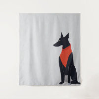 Abstract Black Dog with Red Bandana Art