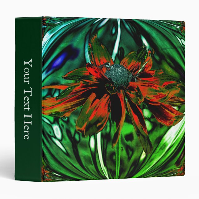 Abstract Black Eyed Susan Flower Art Personalized Binder (Front/Spine)