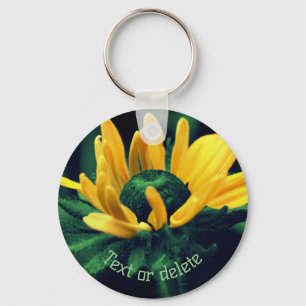 Abstract Black Eyed Susan Flower Personalized Keychain