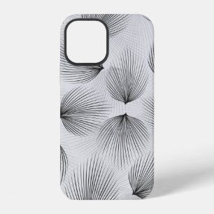 Abstract black flower pattern on grey background iPhone 12 case