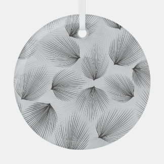 Abstract Black Flowers: Grey Elegance. Glass Ornament