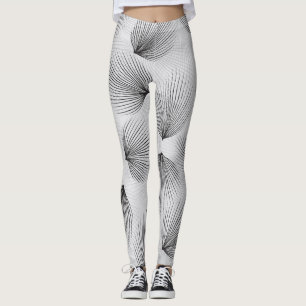 Abstract Black Flowers: Grey Elegance. Leggings