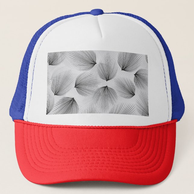 Abstract Black Flowers: Grey Elegance. Trucker Hat (Front)