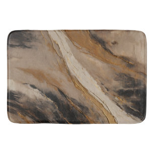 Abstract Black Gold Beige Bath Mat