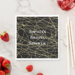 Abstract Black Gold Bridal Shower Napkin