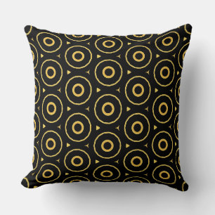 Abstract Black Gold Circles Accent Pillow