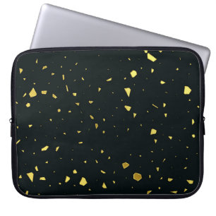 Abstract Black & Gold Terrazzo Pattern Laptop Sleeve