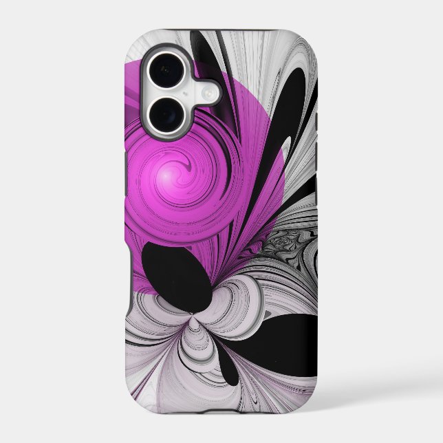 Abstract Black Gray With Magenta Fractal Art (Back)