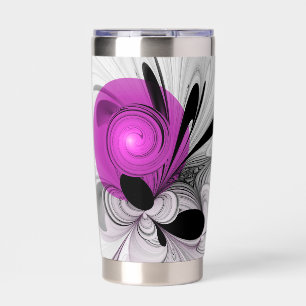 Abstract Black Gray With Magenta Fractal Art Insulated Tumbler
