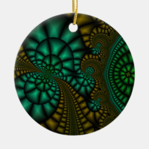 Abstract Black, green, and gold ornament