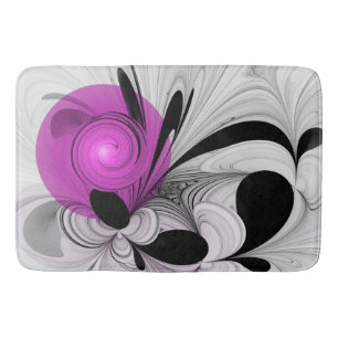 Abstract Black Grey With Magenta Fractal Art Bath Mat