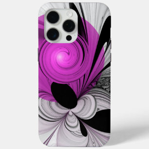 Abstract Black Grey With Magenta Fractal Art iPhone 15 Pro Max Case