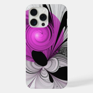 Abstract Black Grey With Magenta Fractal Art iPhone 15 Pro Max Case
