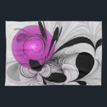Abstract Black Grey With Magenta Fractal Art Kitchen Towel<br><div class="desc">Unique and decorative.
Design for your kitchen towel and more.</div>