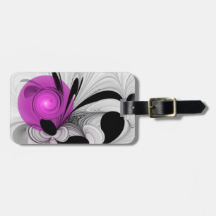 Abstract Black Grey With Magenta Fractal Art Luggage Tag