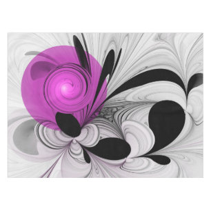 Abstract Black Grey With Magenta Fractal Art Tablecloth