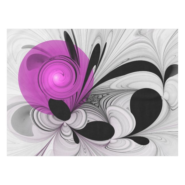 Abstract Black Grey With Magenta Fractal Art Tablecloth (Front (Horizontal))