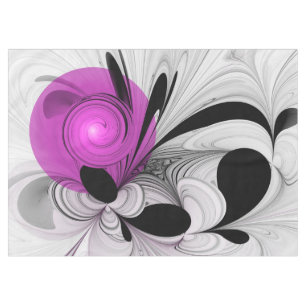 Abstract Black Grey With Magenta Fractal Art Tablecloth