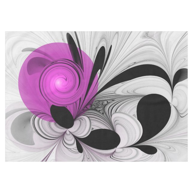 Abstract Black Grey With Magenta Fractal Art Tablecloth (Front (Horizontal))