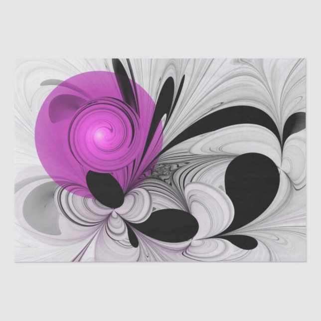Abstract Black Grey With Magenta Fractal Art Tissue Paper (Front)