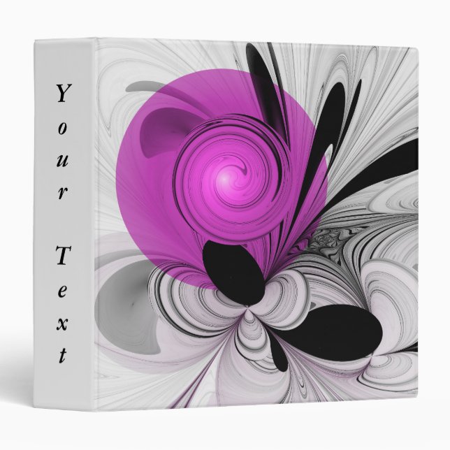 Abstract Black Grey With Magenta Fractal Text Binder (Front/Spine)